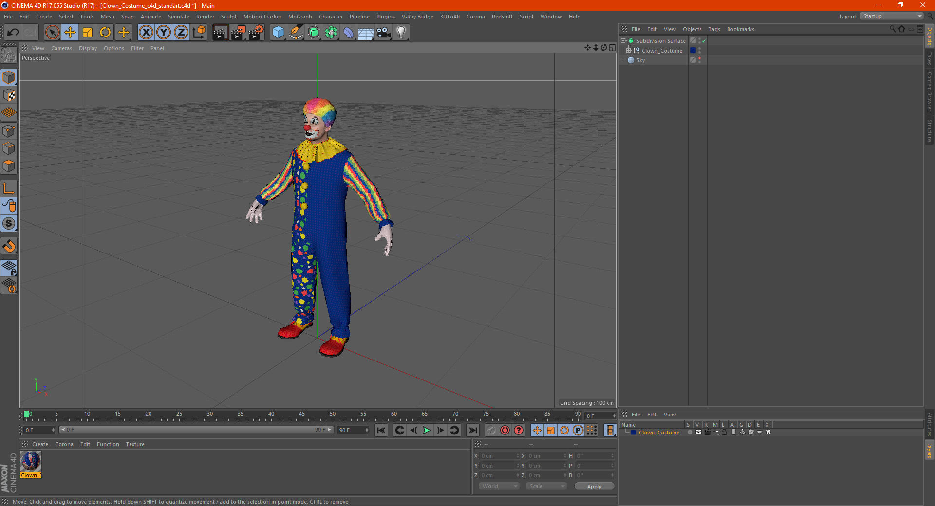 3D Clown Costume model
