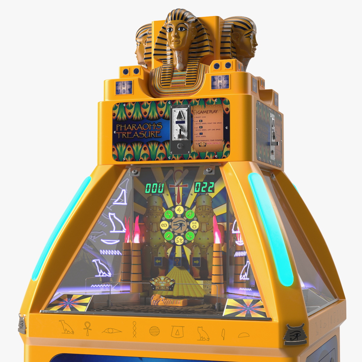 Golden Pharaoh Game Machine Rigged 3D model