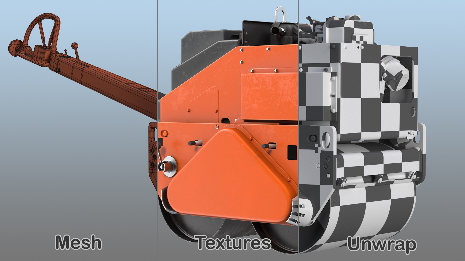 3D Construction Machine Double Roller Rigged