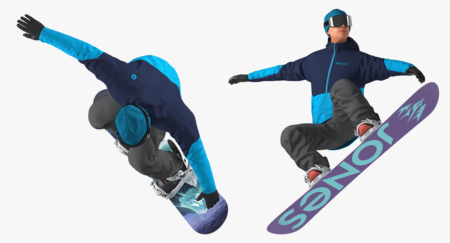 Snowboarder Jumping 3D model