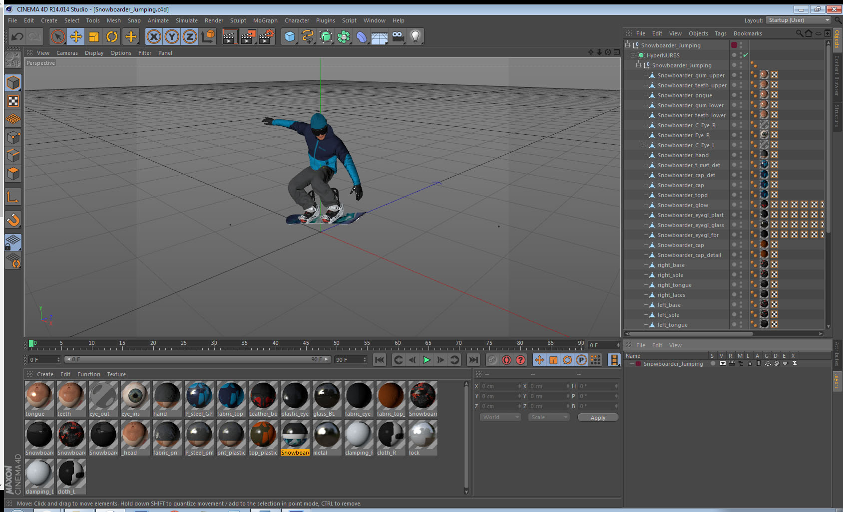 Snowboarder Jumping 3D model