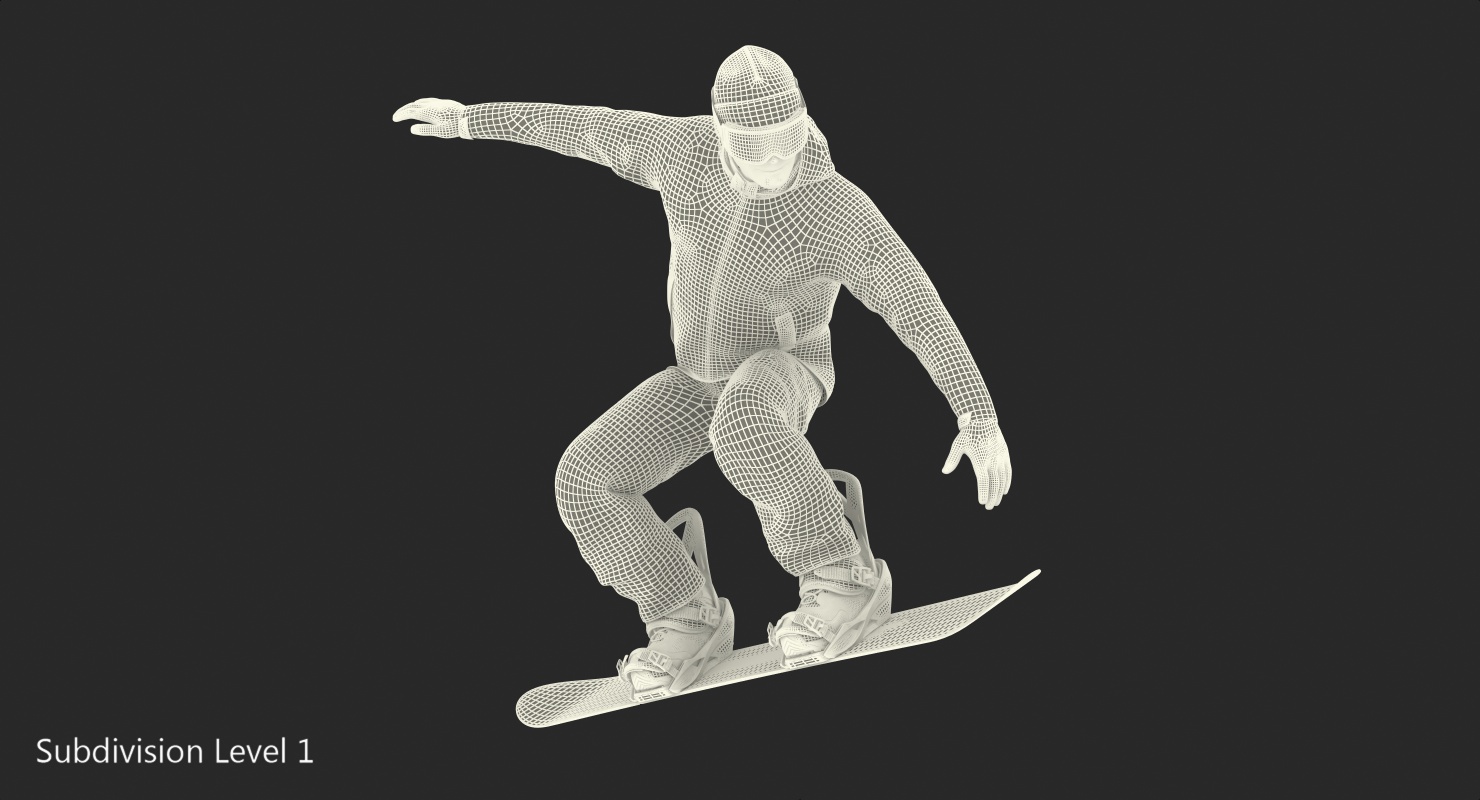 Snowboarder Jumping 3D model