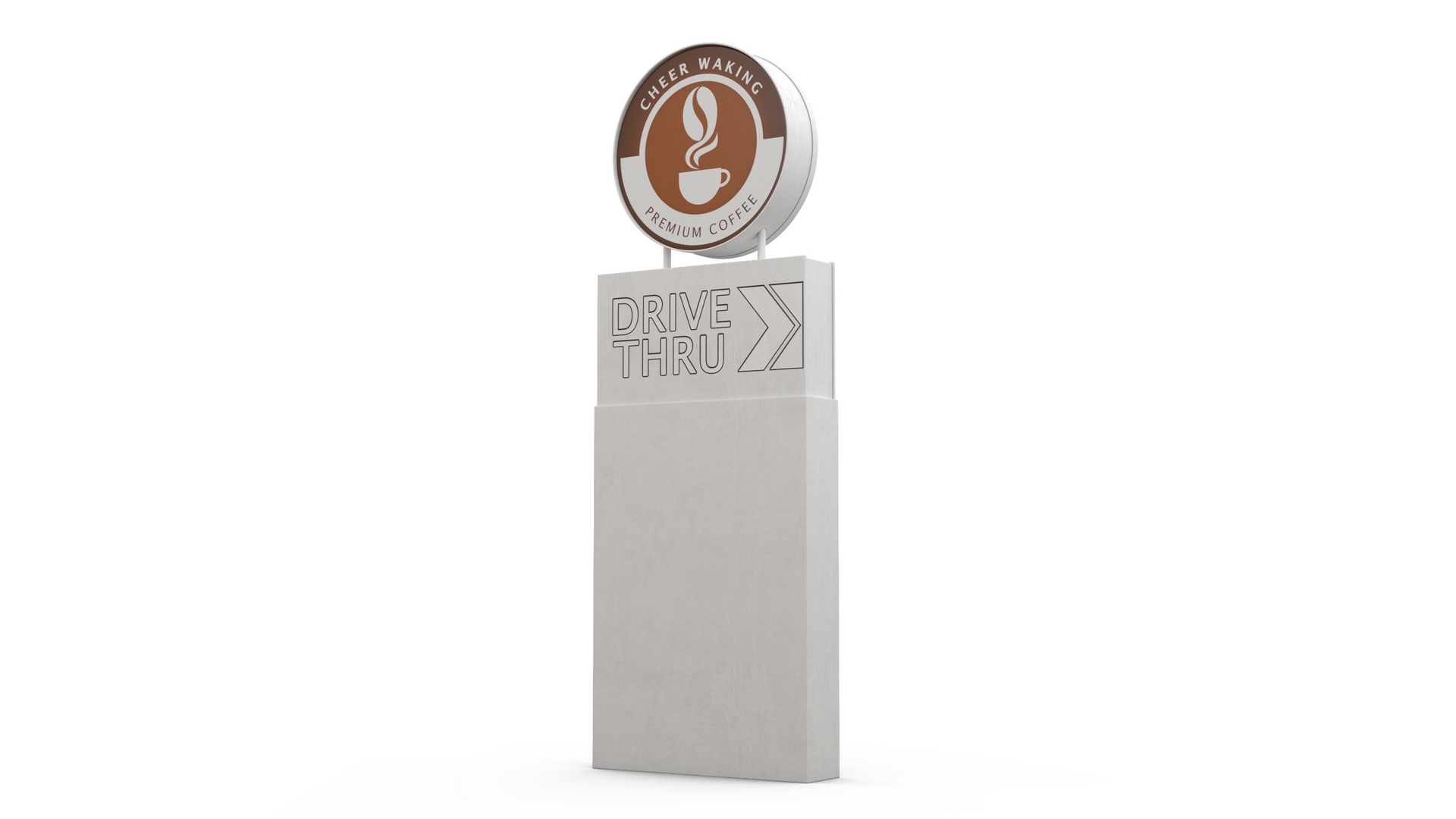 3D Round Coffee Shop Drive Thru Signage