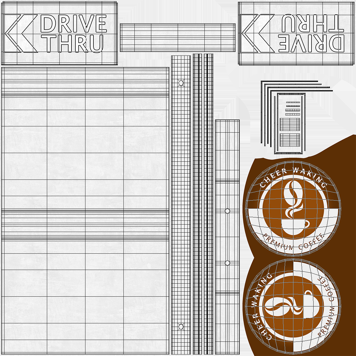 3D Round Coffee Shop Drive Thru Signage