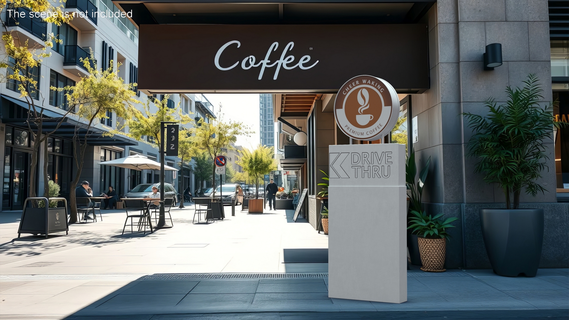 3D Round Coffee Shop Drive Thru Signage