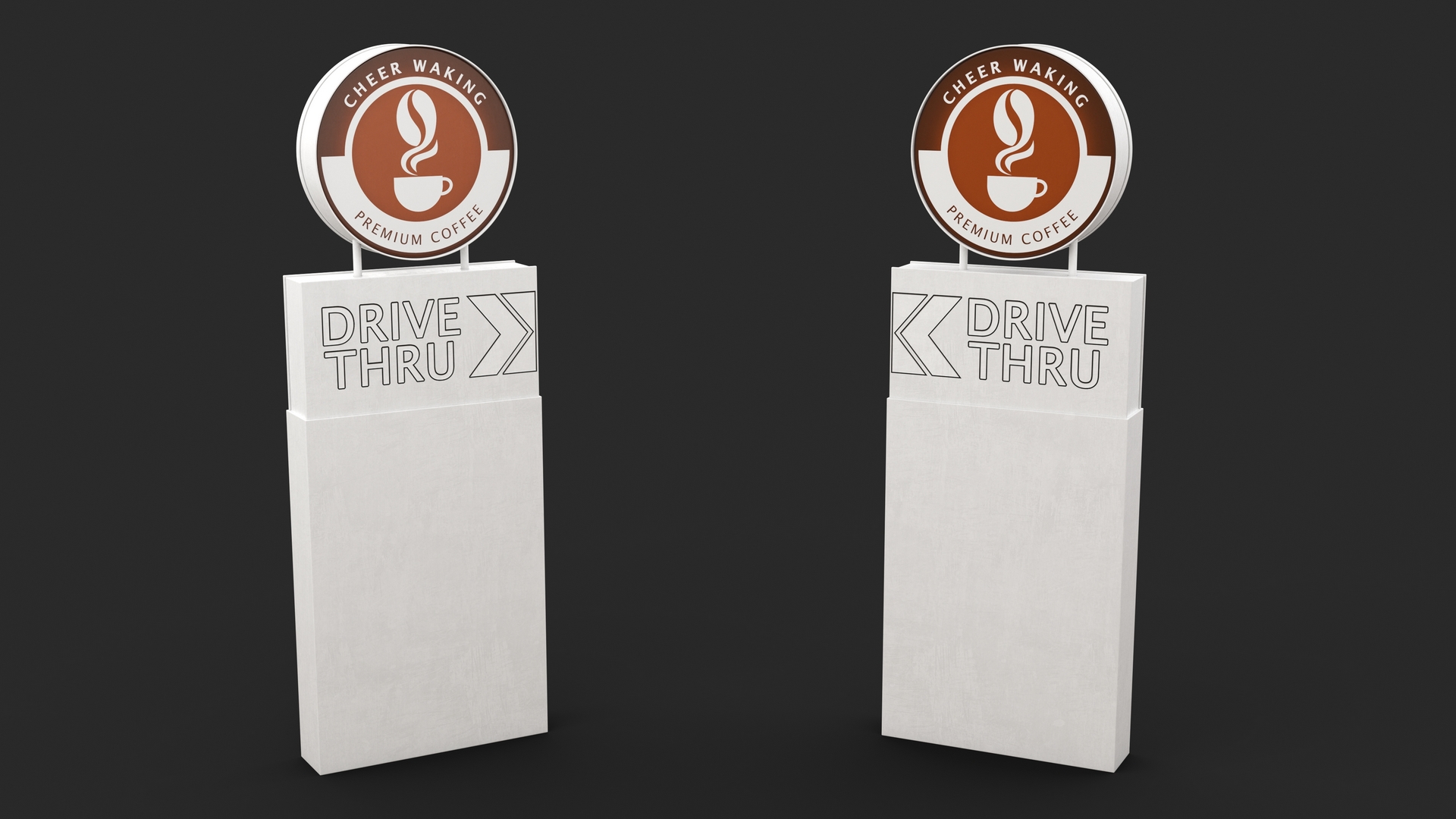 3D Round Coffee Shop Drive Thru Signage
