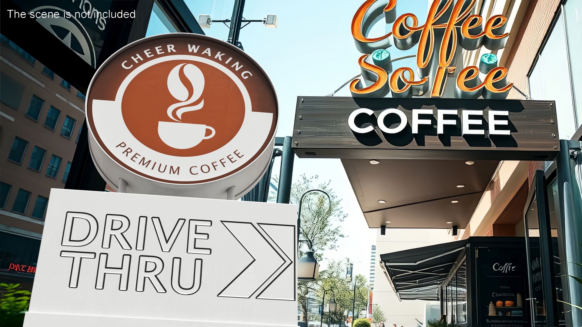 3D Round Coffee Shop Drive Thru Signage