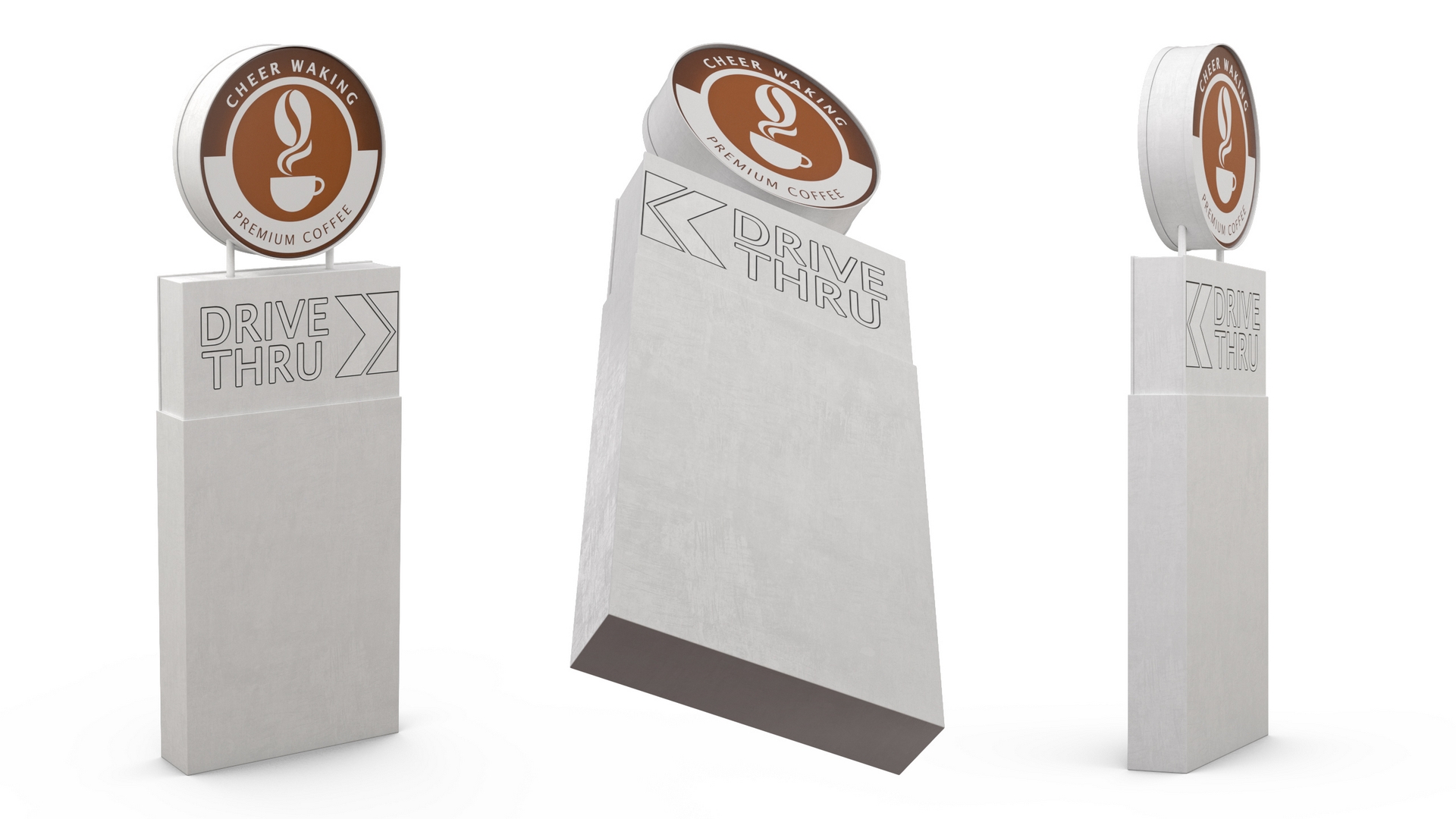 3D Round Coffee Shop Drive Thru Signage