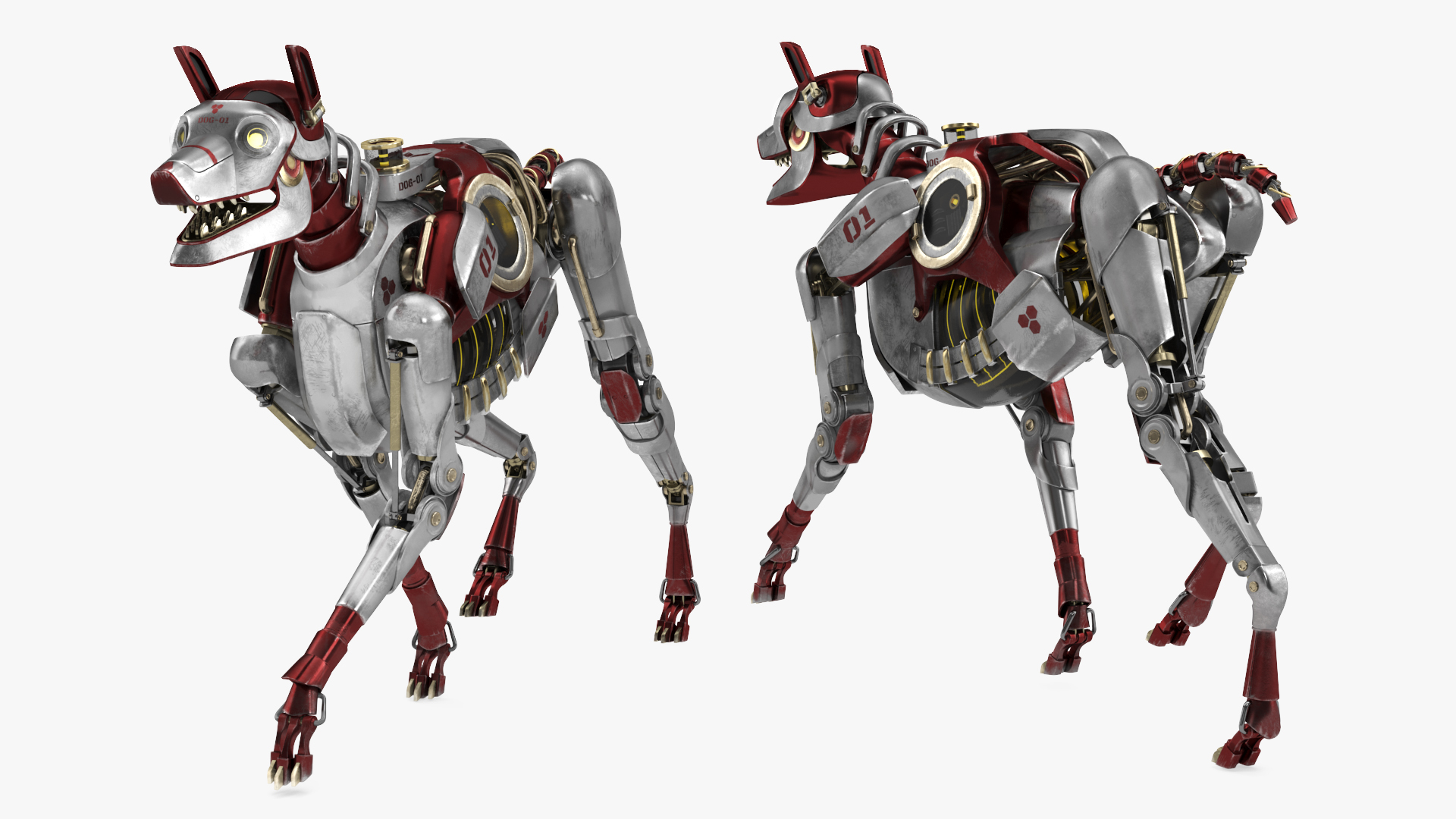 3D Futuristic Robotic Dog Concept in Walking Pose