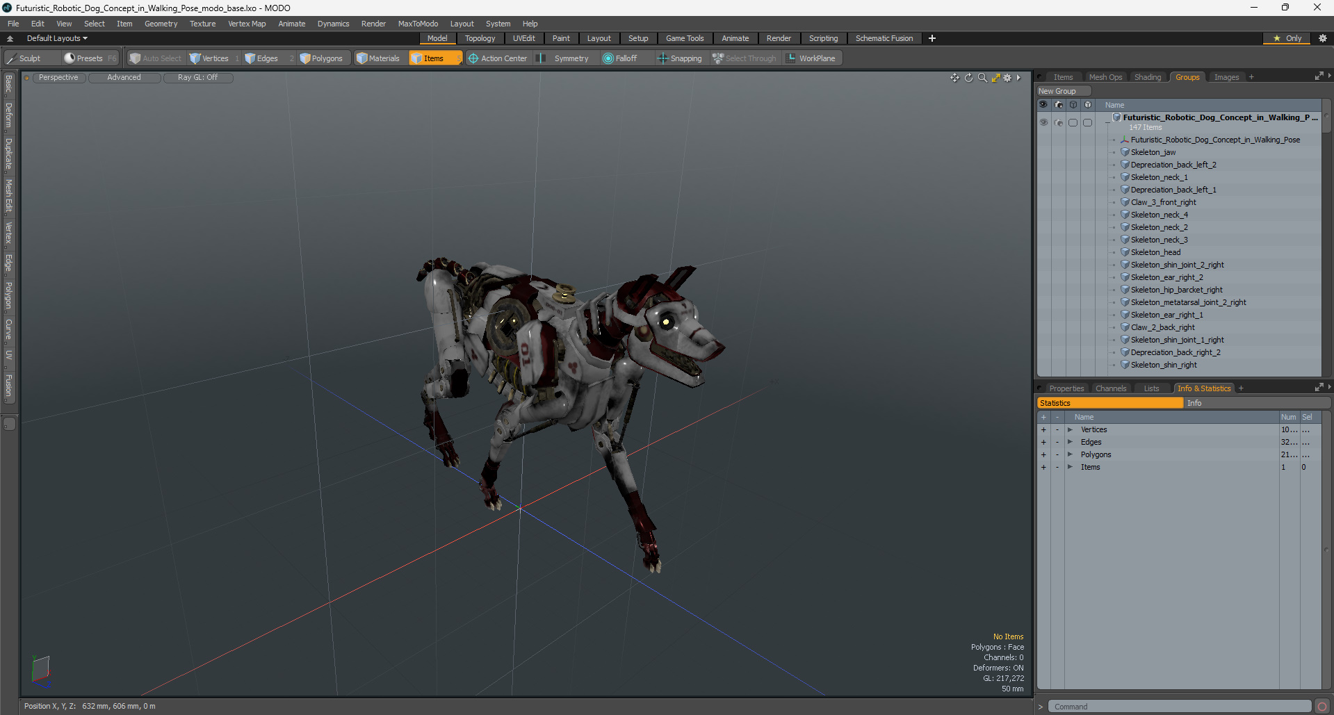 3D Futuristic Robotic Dog Concept in Walking Pose