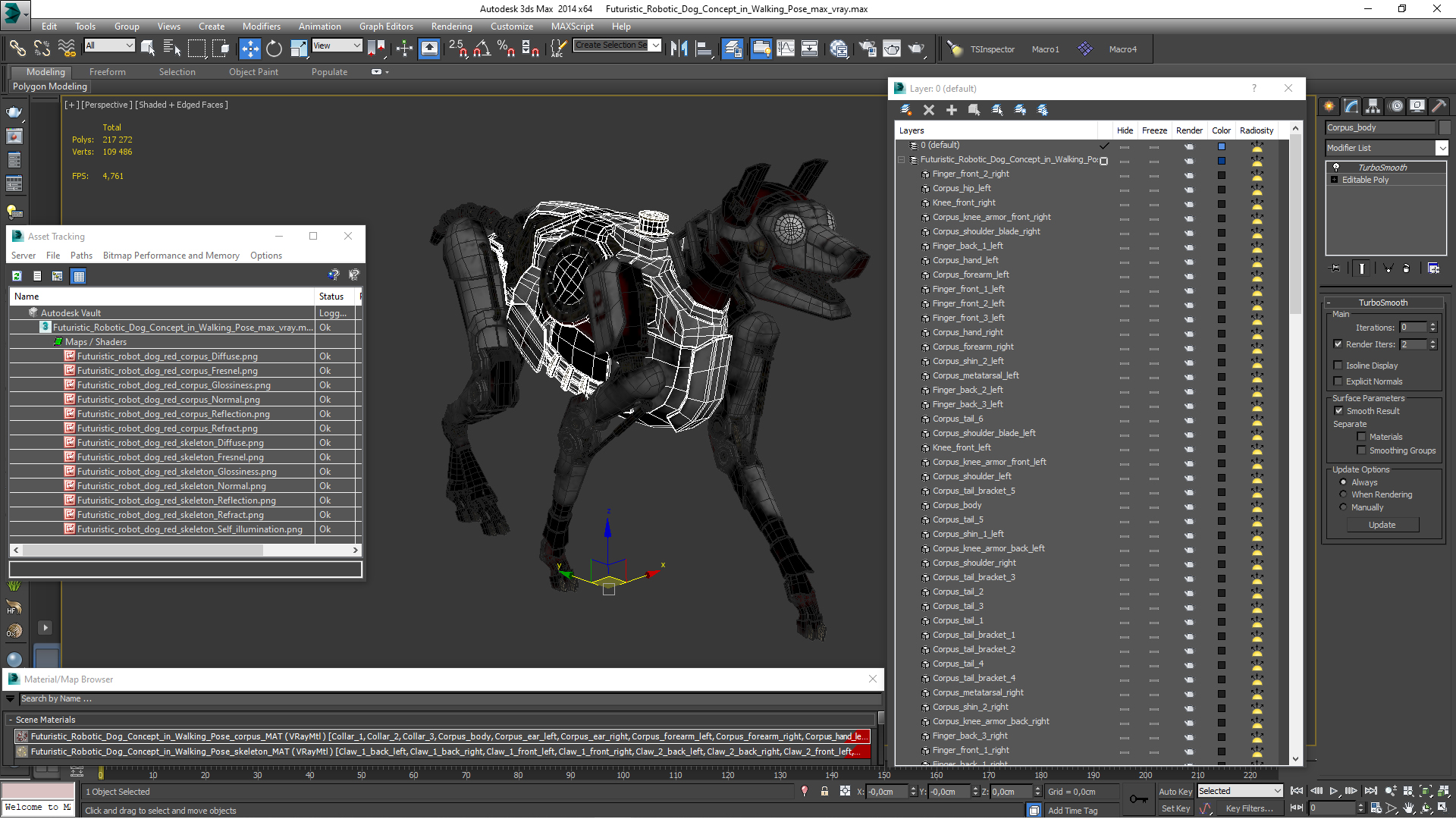 3D Futuristic Robotic Dog Concept in Walking Pose
