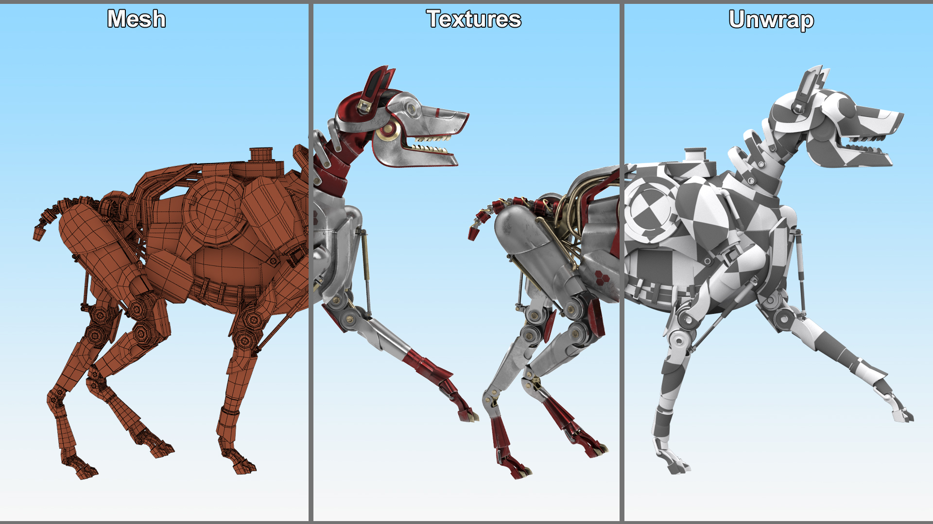 3D Futuristic Robotic Dog Concept in Walking Pose