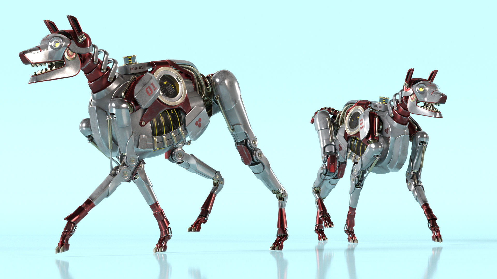 3D Futuristic Robotic Dog Concept in Walking Pose