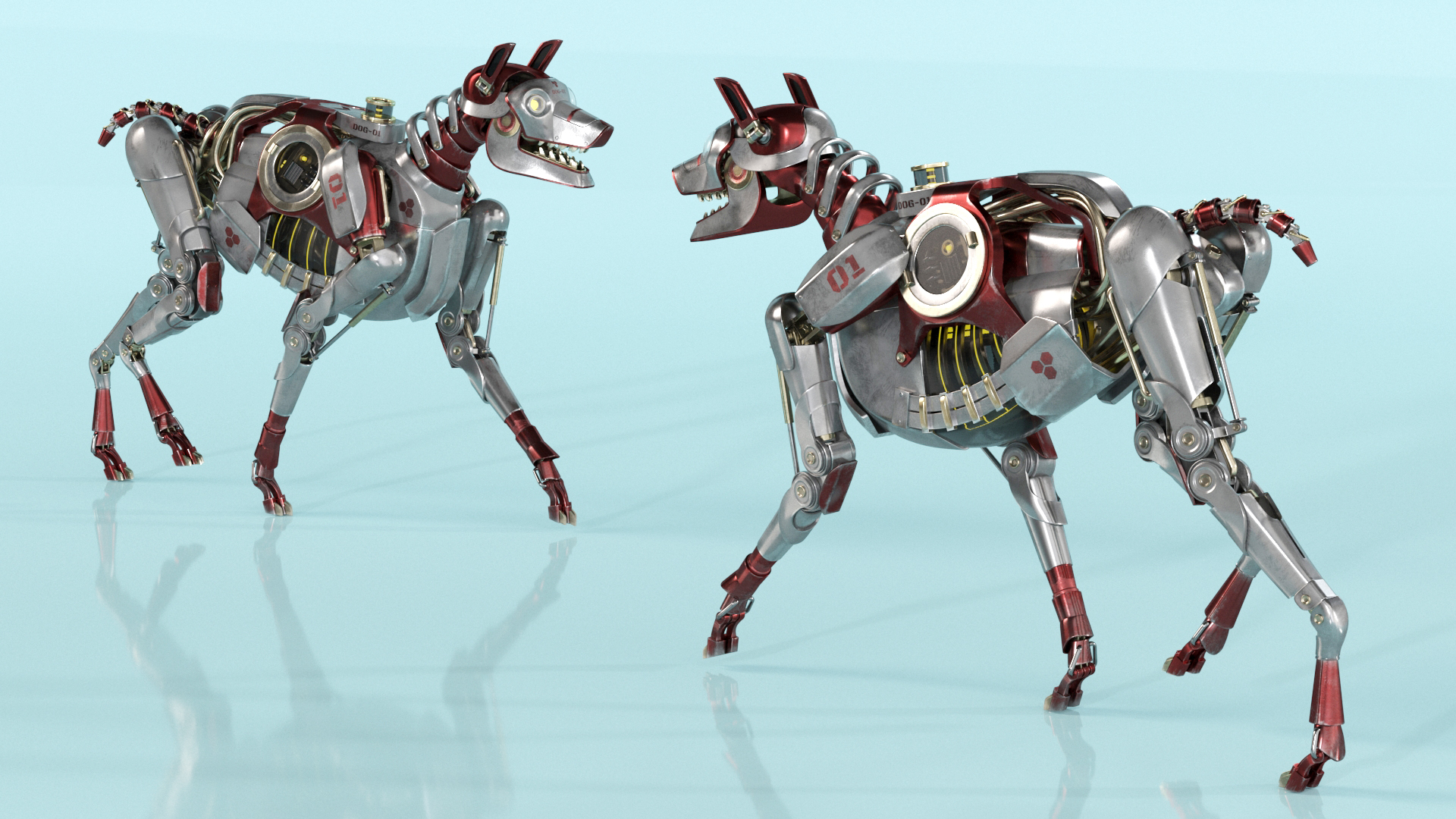 3D Futuristic Robotic Dog Concept in Walking Pose