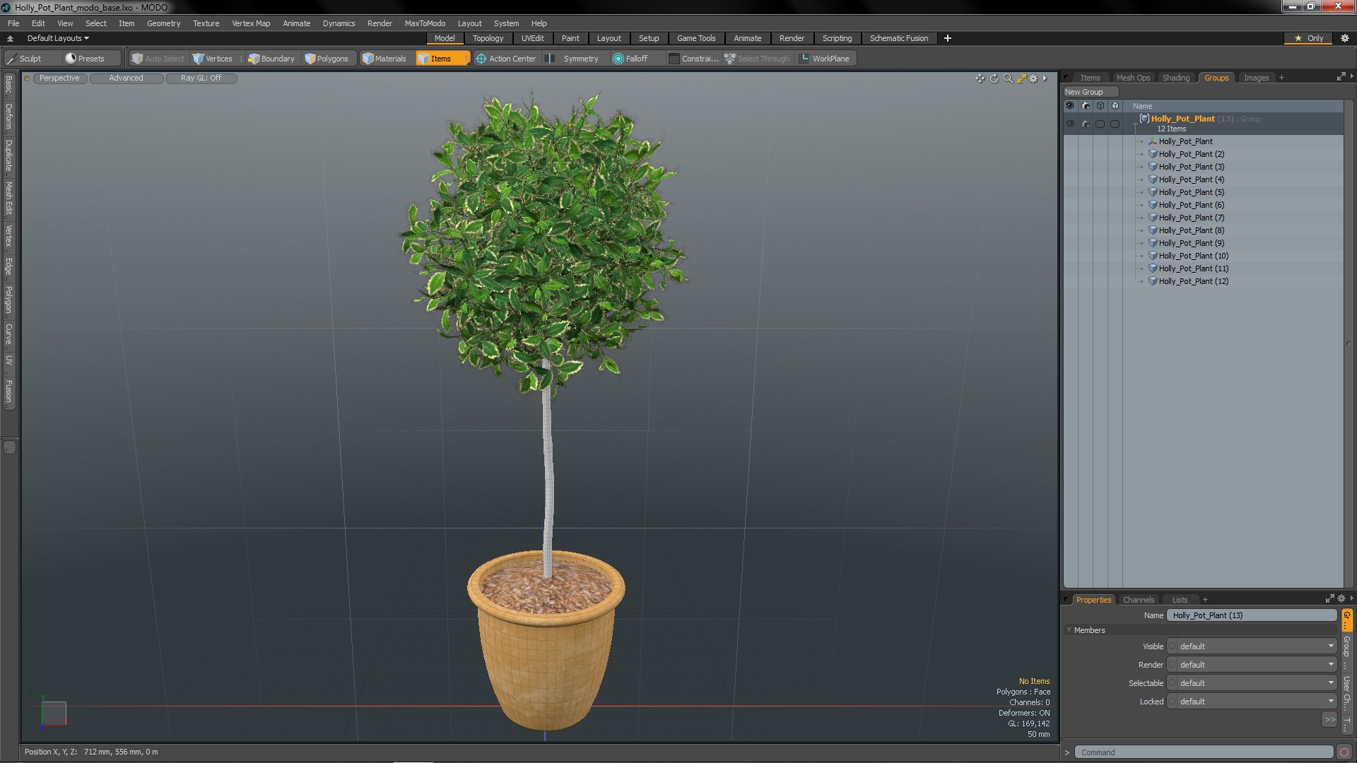 3D model Holly Pot Plant