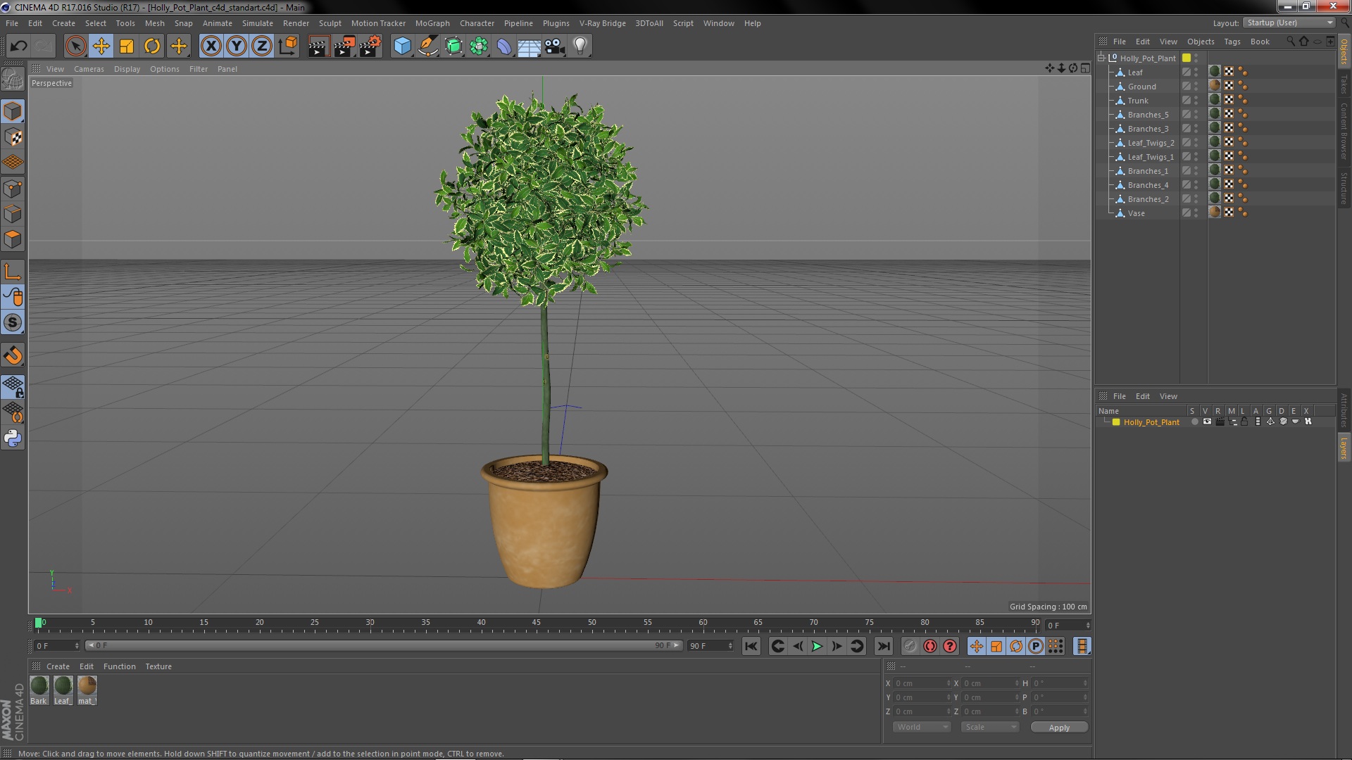 3D model Holly Pot Plant
