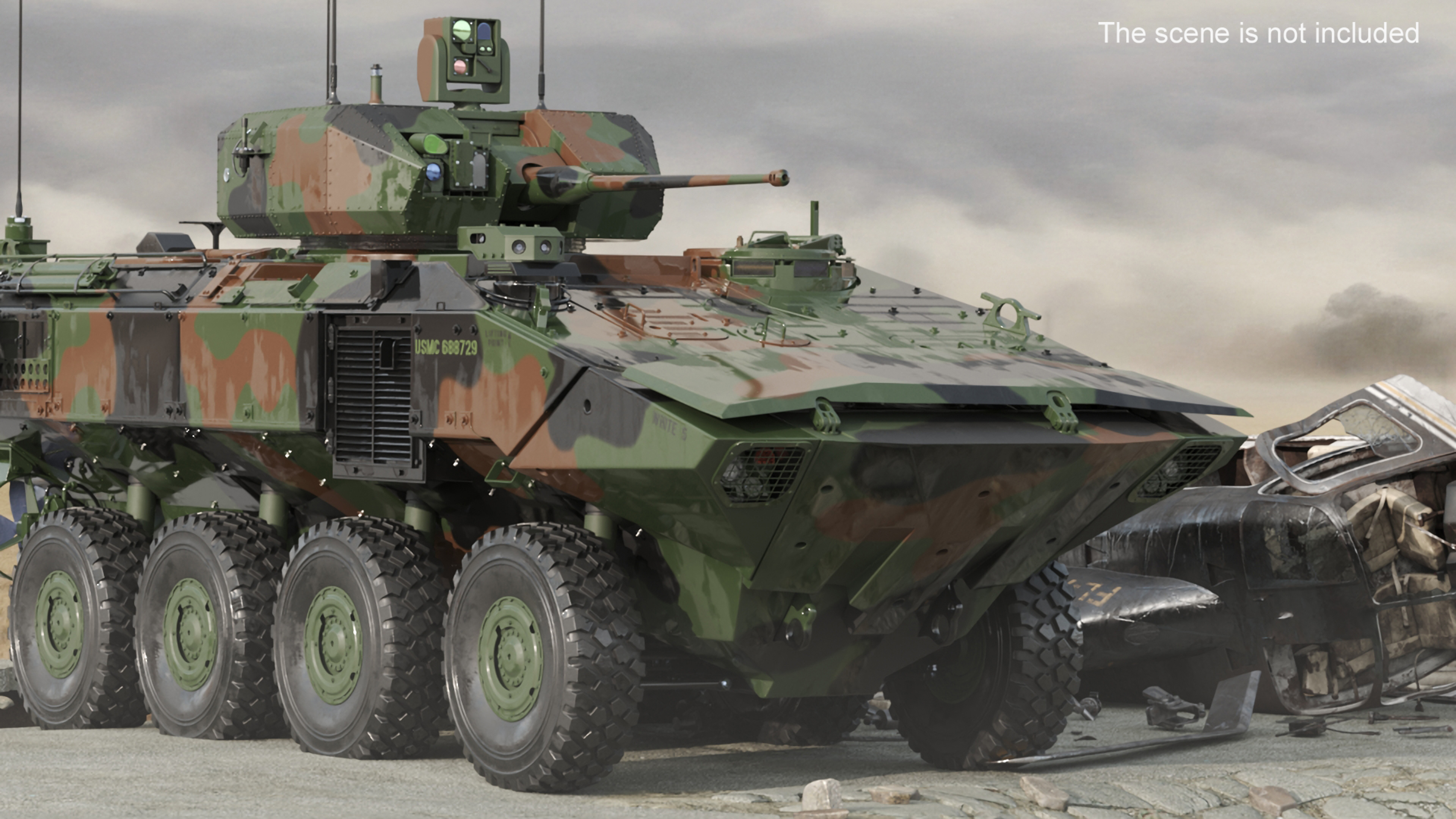 US Amphibious Assault Vehicle with 30mm Gun Wet Rigged 3D model