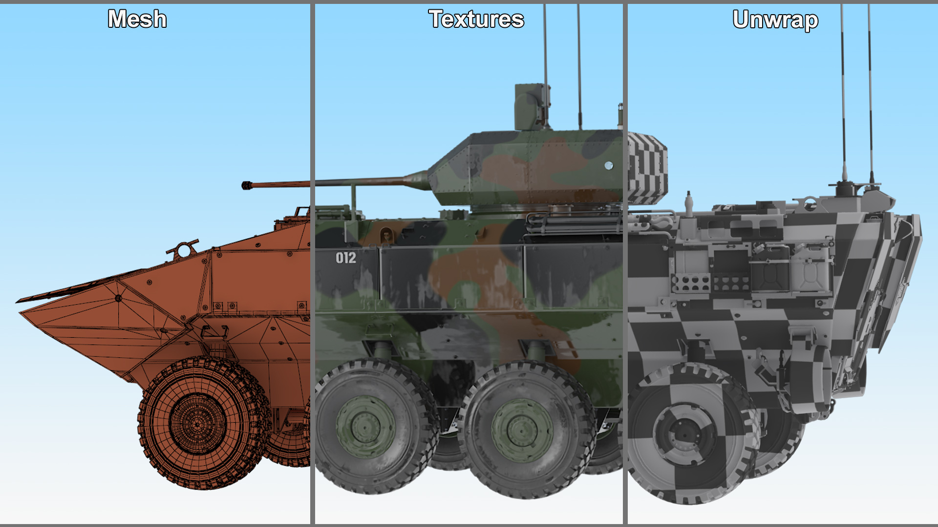 US Amphibious Assault Vehicle with 30mm Gun Wet Rigged 3D model