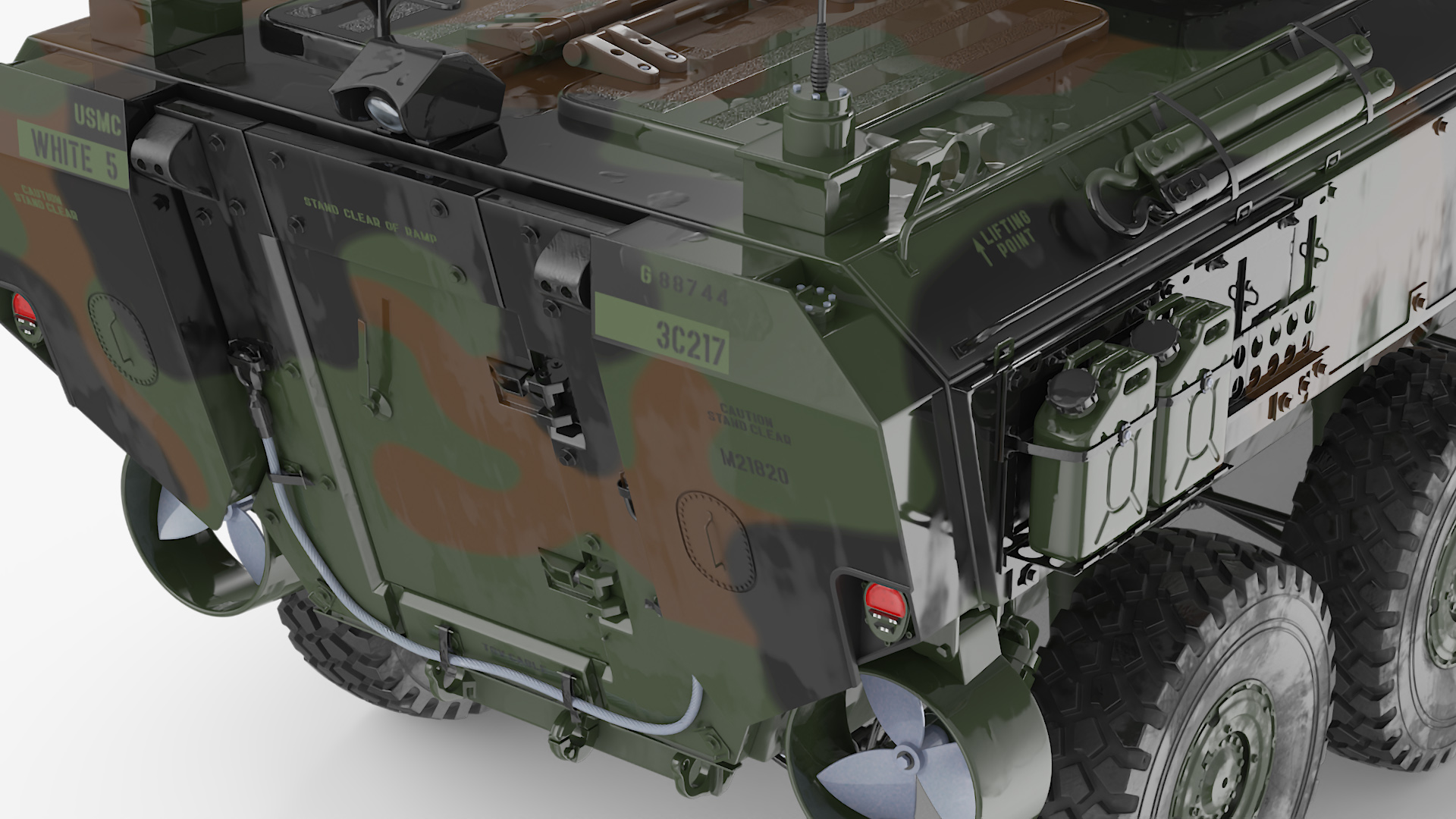 US Amphibious Assault Vehicle with 30mm Gun Wet Rigged 3D model