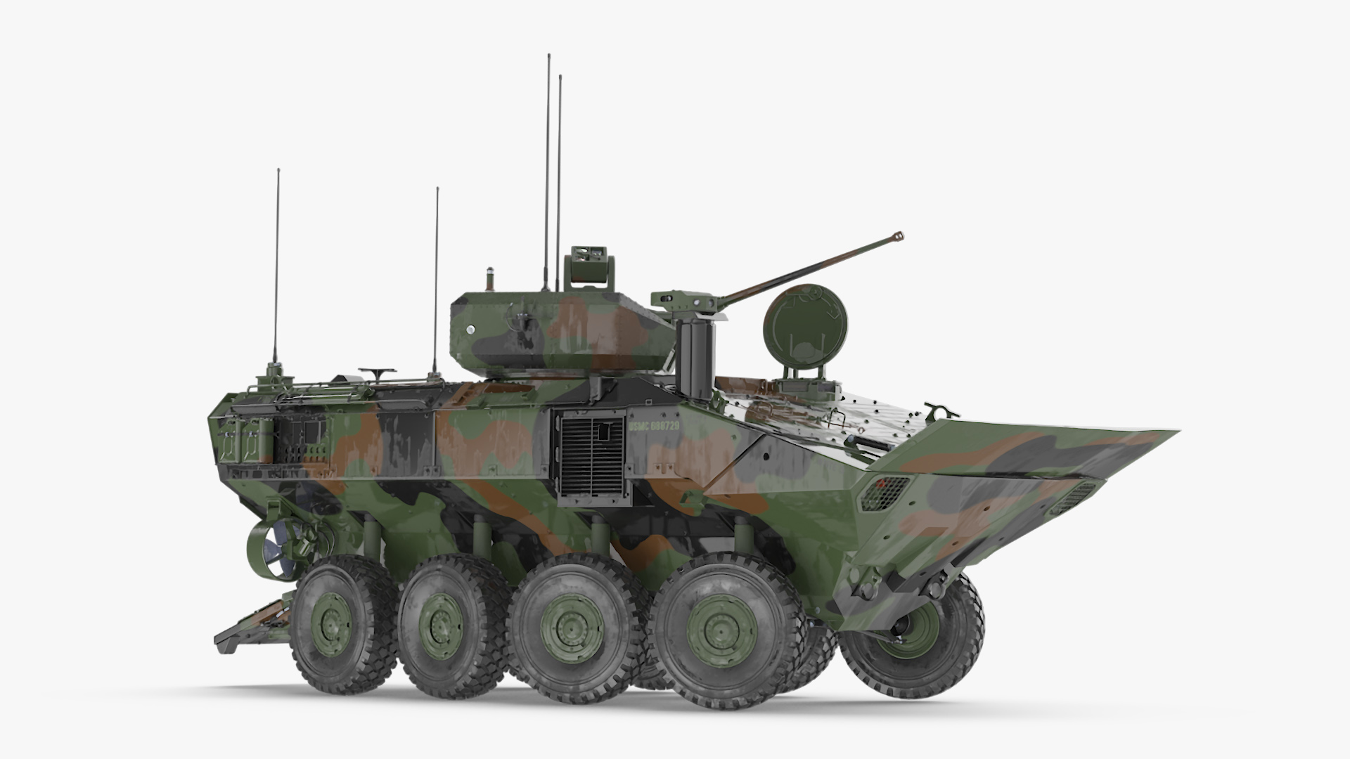 US Amphibious Assault Vehicle with 30mm Gun Wet Rigged 3D model