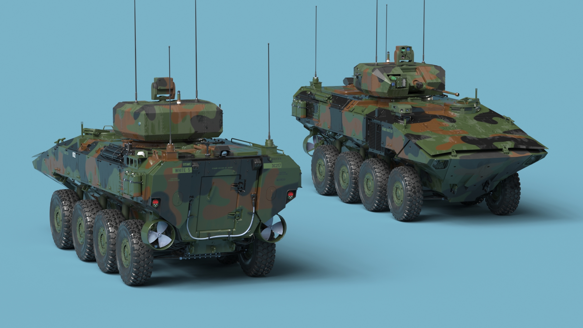 US Amphibious Assault Vehicle with 30mm Gun Wet Rigged 3D model