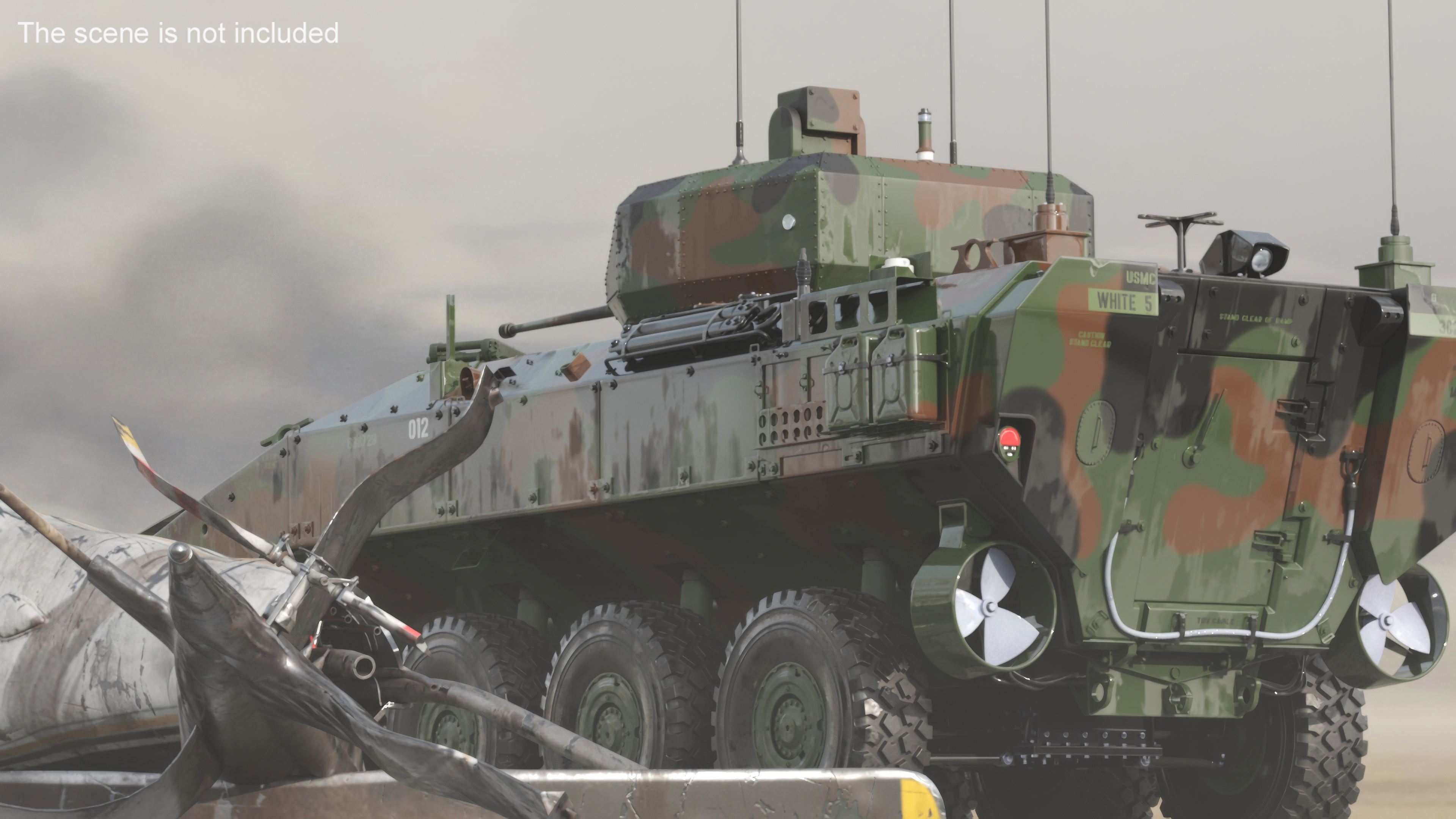 US Amphibious Assault Vehicle with 30mm Gun Wet Rigged 3D model