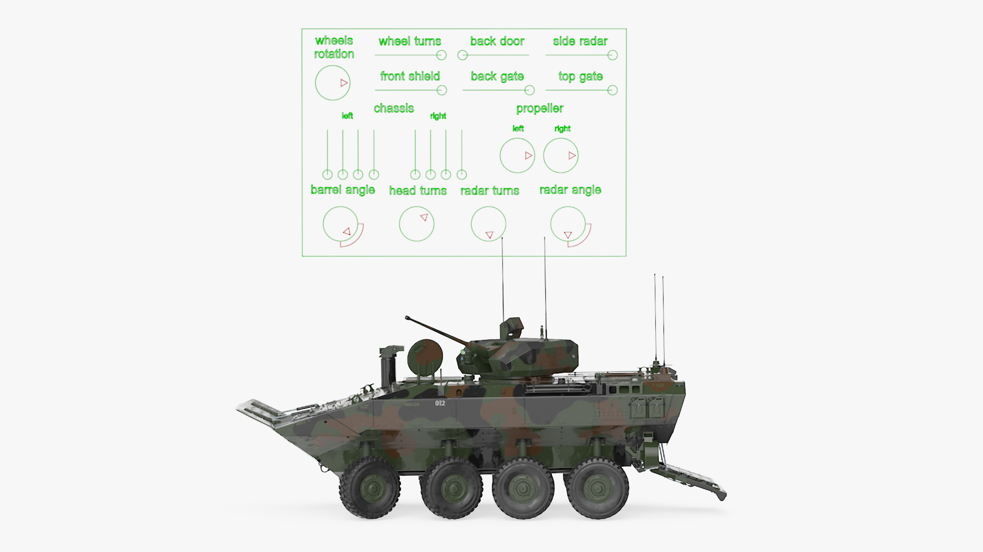 US Amphibious Assault Vehicle with 30mm Gun Wet Rigged 3D model