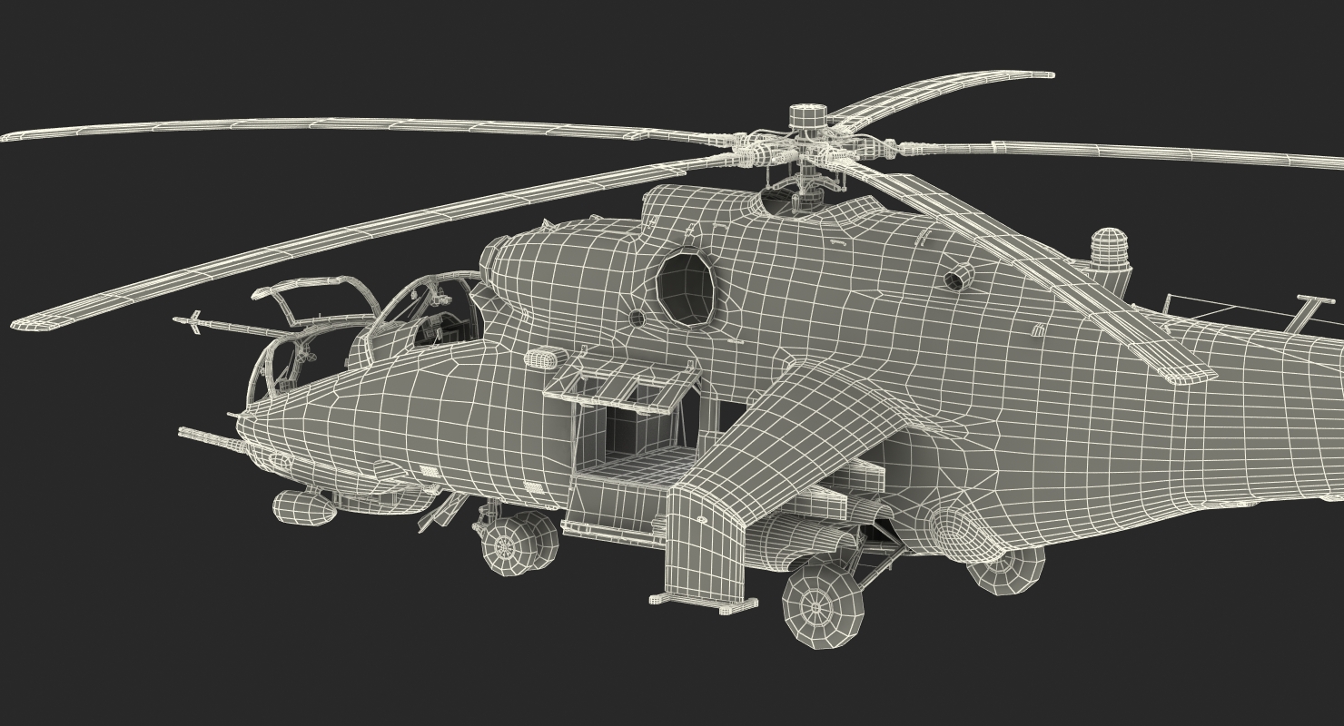 3D Russian Attack Helicopter Mil Mi 24B Rigged model