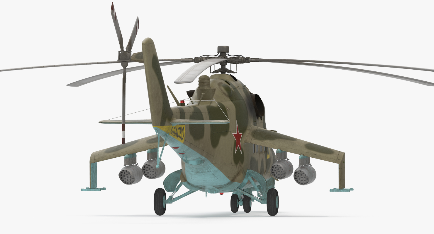 3D Russian Attack Helicopter Mil Mi 24B Rigged model