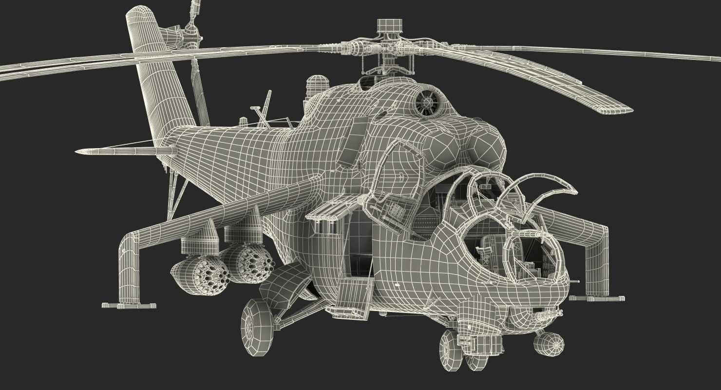 3D Russian Attack Helicopter Mil Mi 24B Rigged model