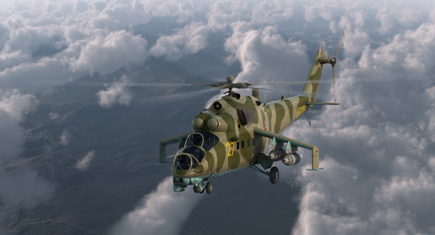 3D Russian Attack Helicopter Mil Mi 24B Rigged model