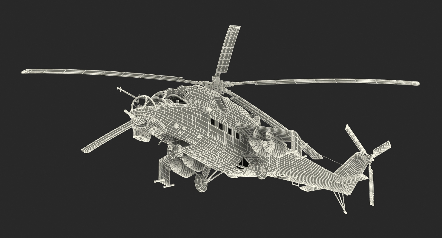 3D Russian Attack Helicopter Mil Mi 24B Rigged model