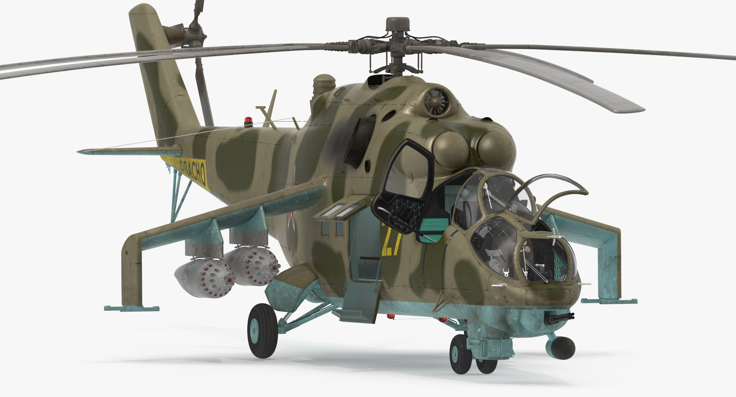 3D Russian Attack Helicopter Mil Mi 24B Rigged model