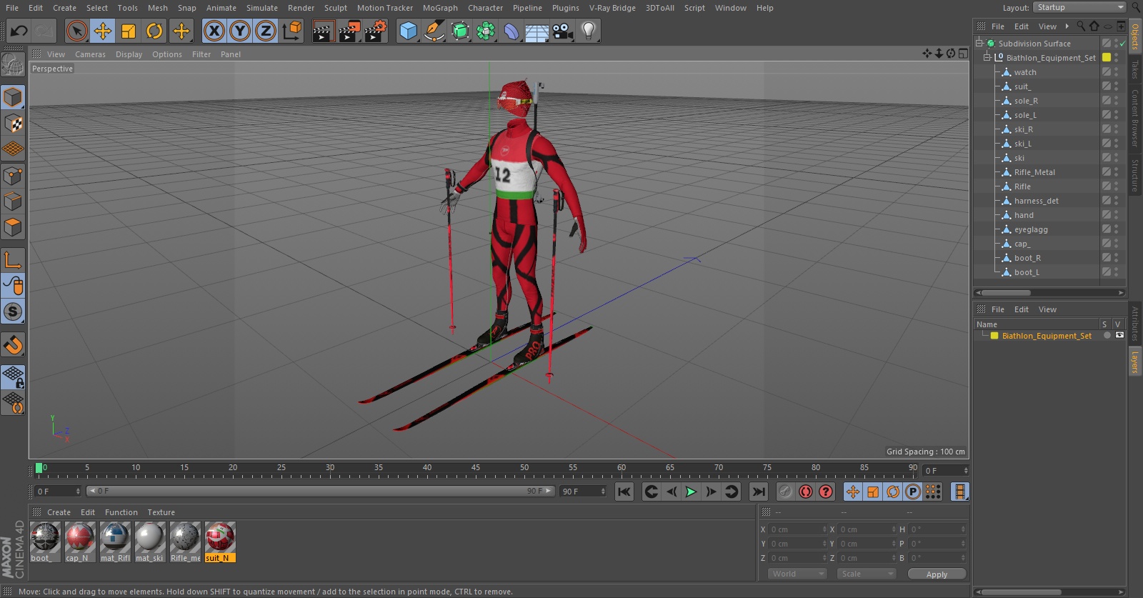 Biathlon Equipment Set 3D