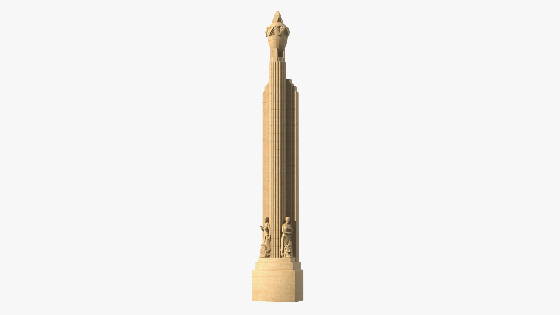 3D Hearst Building Lobby Statues with Column