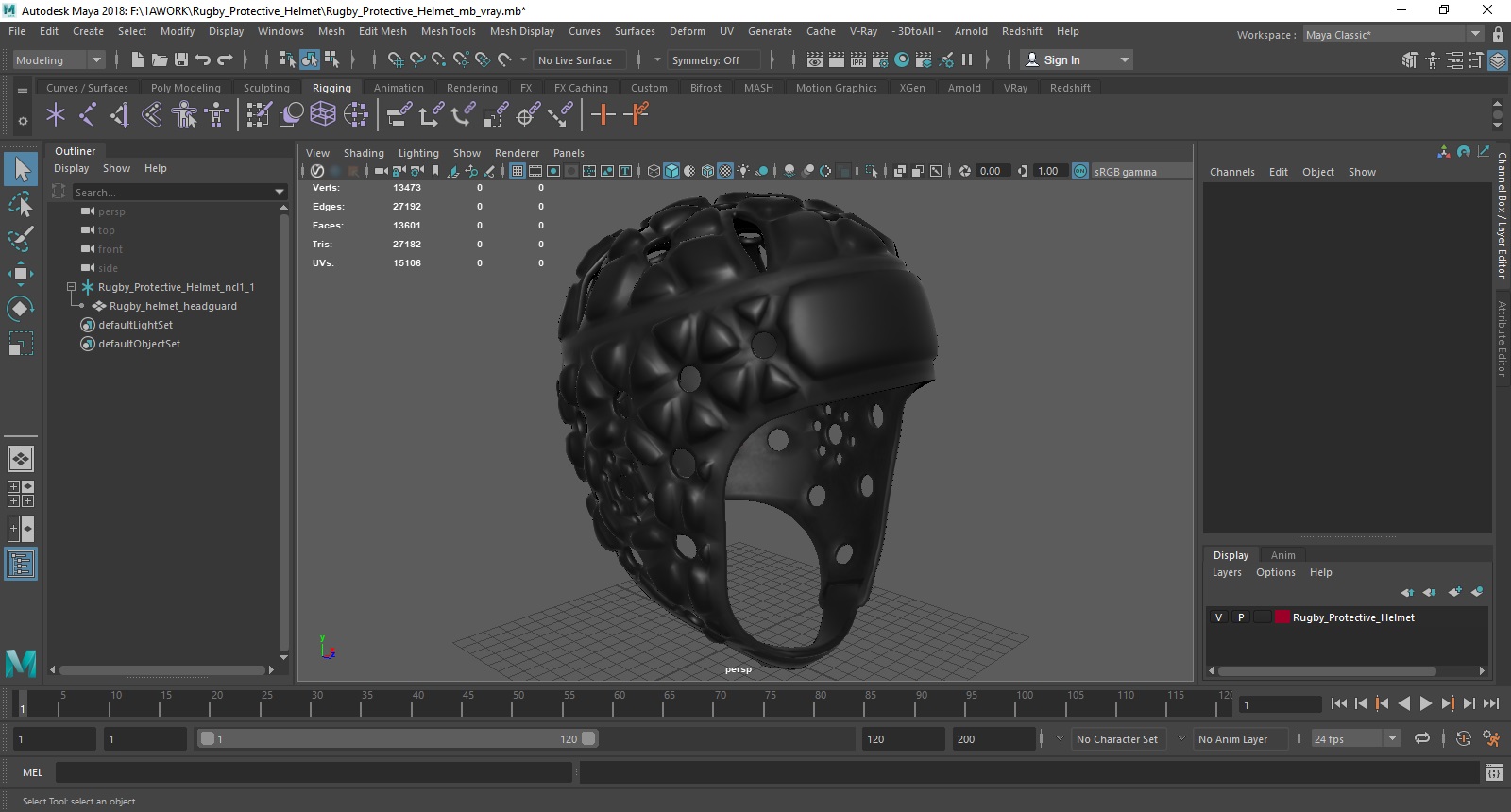 3D Rugby Protective Helmet model
