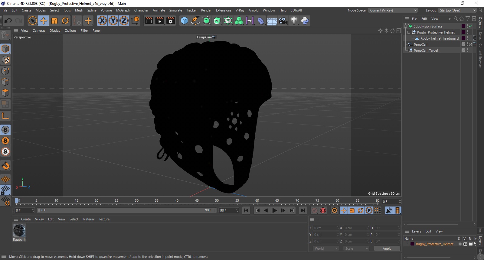 3D Rugby Protective Helmet model