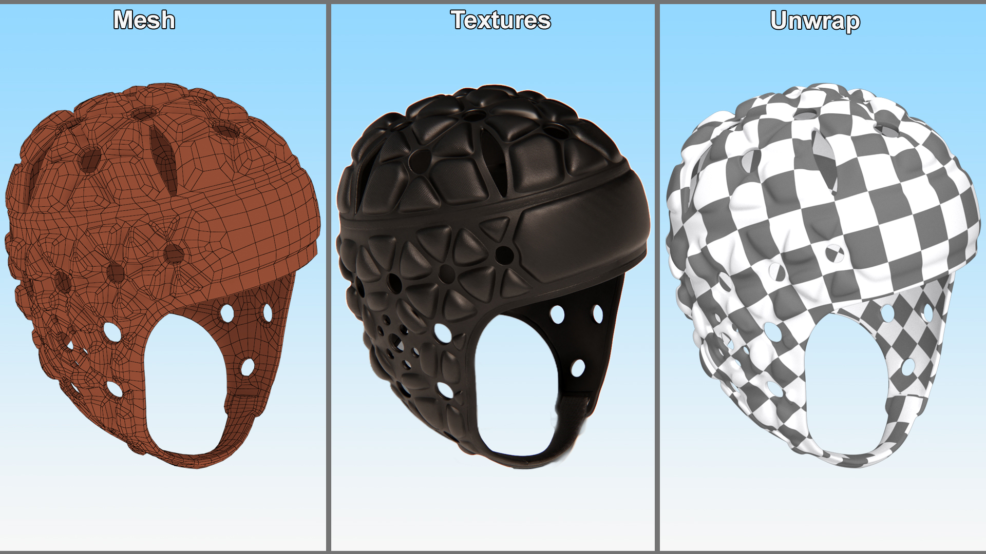 3D Rugby Protective Helmet model