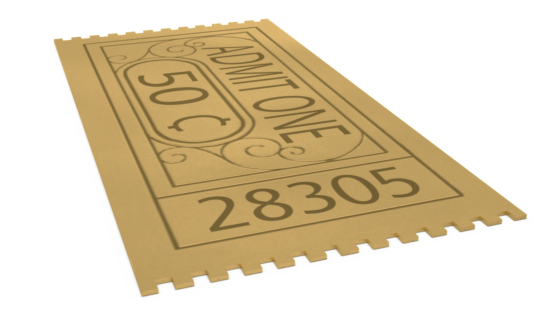Vintage Admit One 50 Cent Golden Ticket 3D model