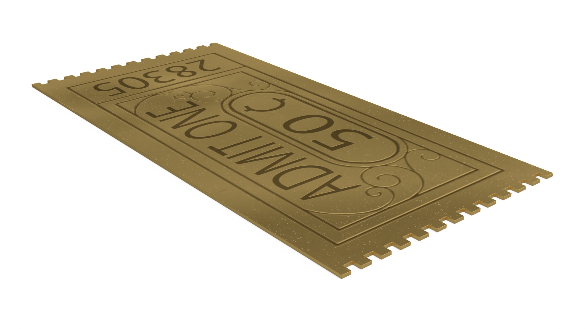 Vintage Admit One 50 Cent Golden Ticket 3D model