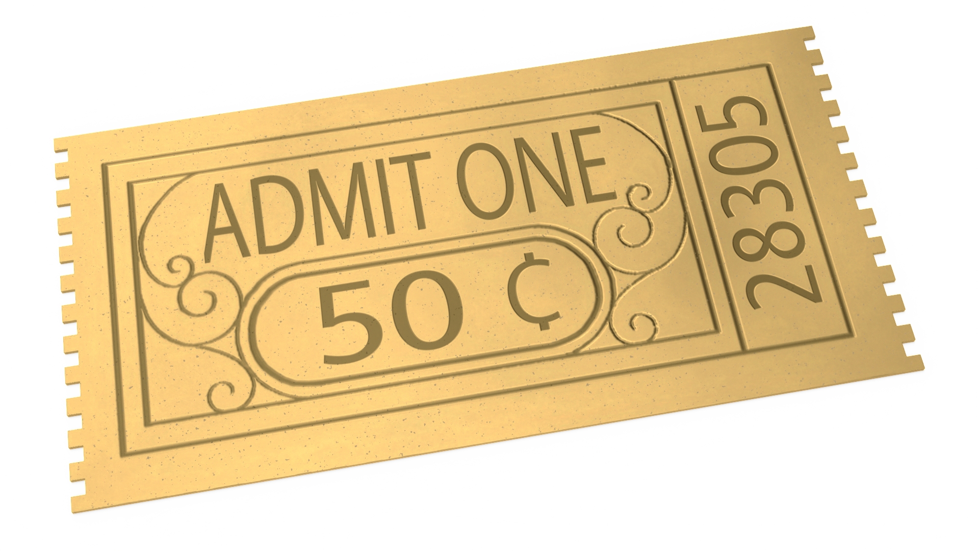 Vintage Admit One 50 Cent Golden Ticket 3D model