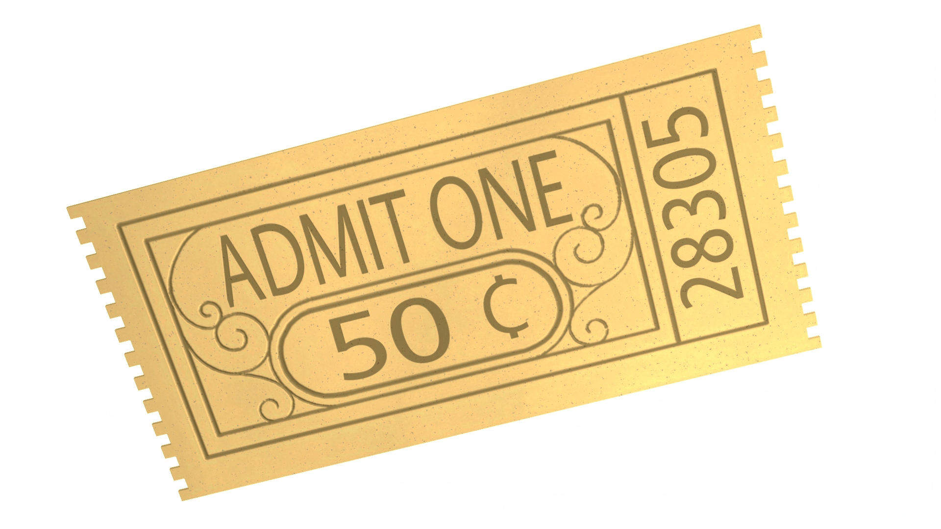 Vintage Admit One 50 Cent Golden Ticket 3D model