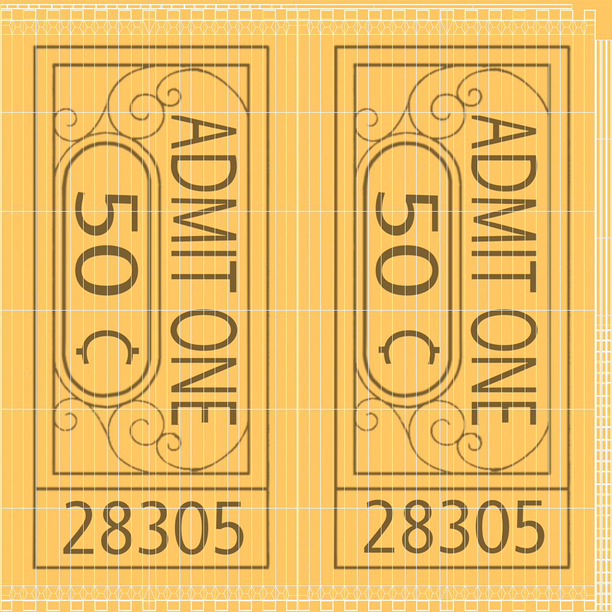 Vintage Admit One 50 Cent Golden Ticket 3D model