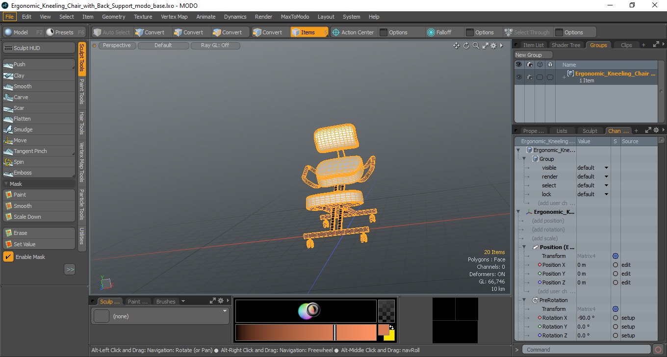 Ergonomic Kneeling Chair with Back Support 3D