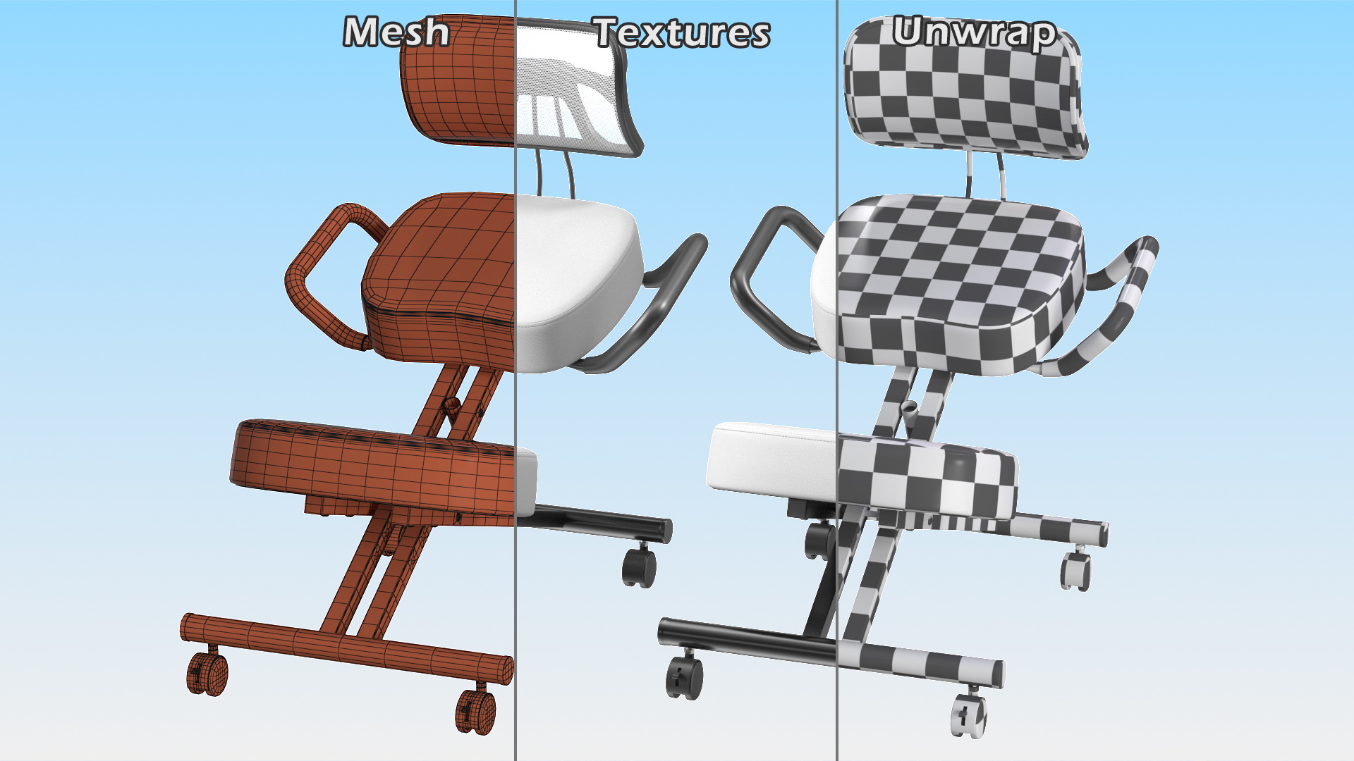 Ergonomic Kneeling Chair with Back Support 3D