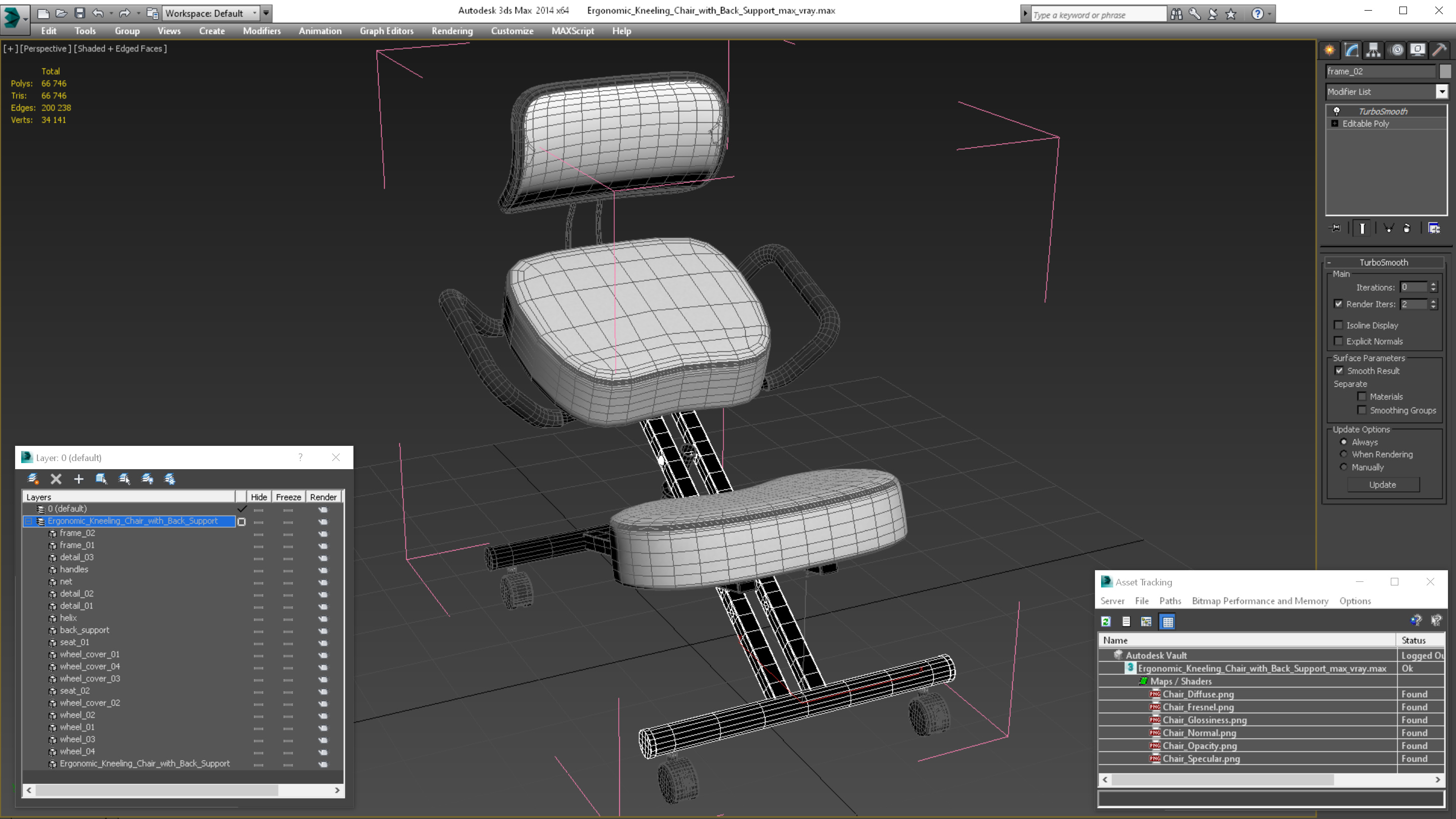 Ergonomic Kneeling Chair with Back Support 3D