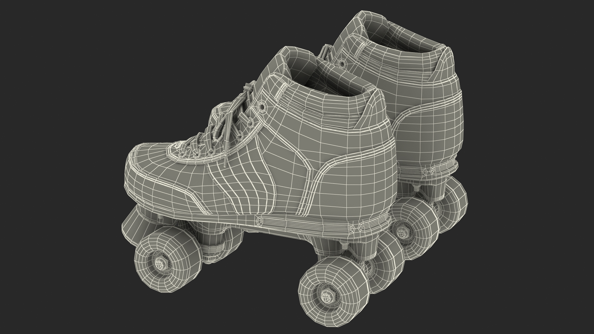 Quad Roller Skates White 3D model