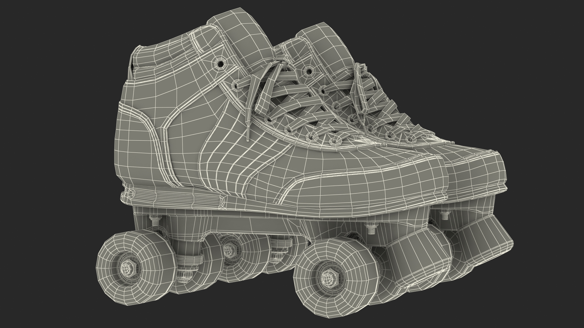 Quad Roller Skates White 3D model