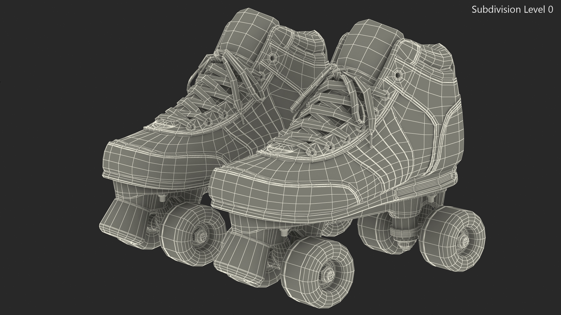 Quad Roller Skates White 3D model
