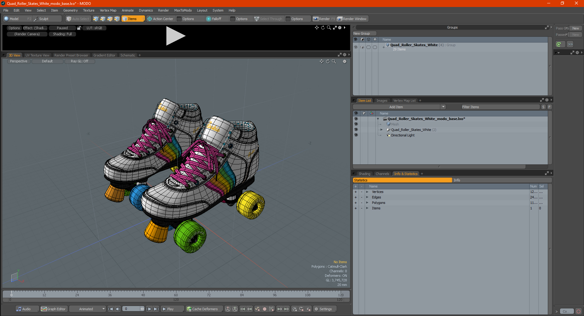 Quad Roller Skates White 3D model